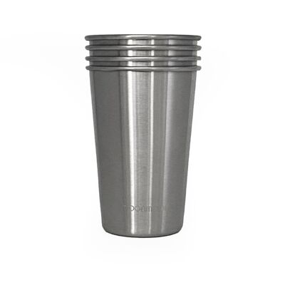 Copas de acero inoxidable | 4 juegos de vasos reutilizables de 500 ml