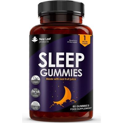 Sleep Gummies - 60 Supplementi masticabili per il sonno Alternativa senza melatonina 5HTP - Vegano