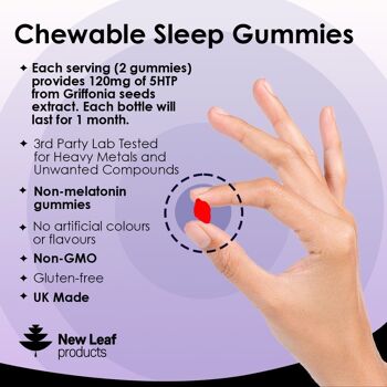 Sleep Gummies - Supplément d'aide au sommeil à croquer 60 Alternative sans mélatonine 5HTP - Végétalien 2