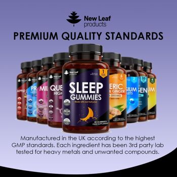Sleep Gummies - Supplément d'aide au sommeil à croquer 60 Alternative sans mélatonine 5HTP - Végétalien 7