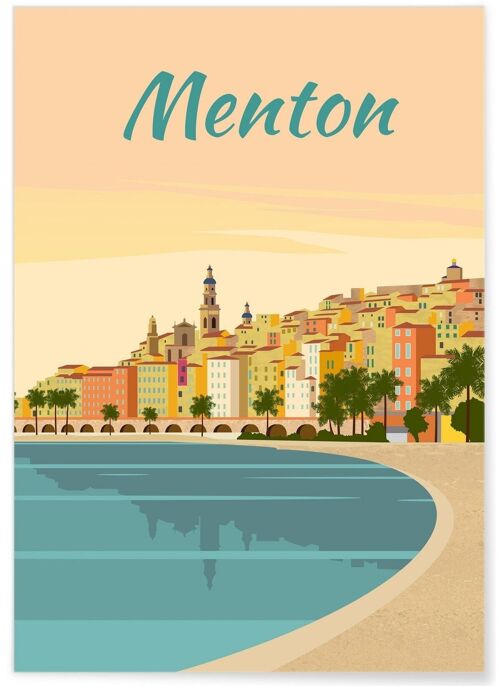 Affiche illustration de la ville de Menton - 2
