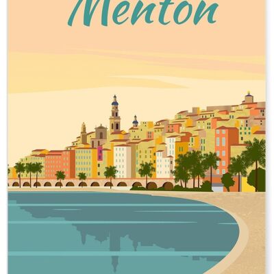Affiche illustration de la ville de Menton - 2