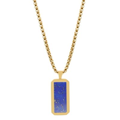 Goldene Halskette mit rechteckigem Lapislazuli-Anhänger