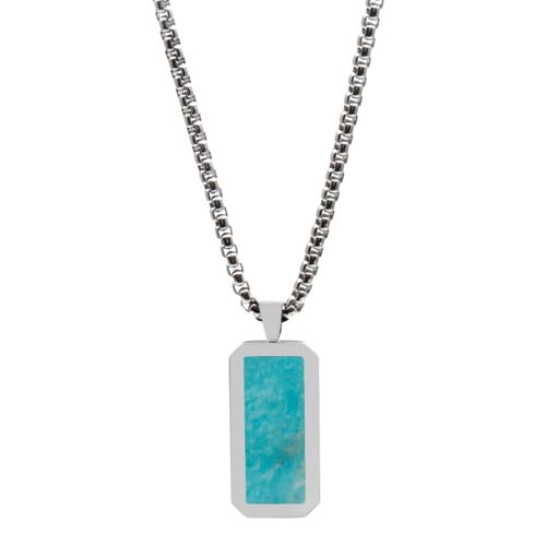 Silver Necklace With Rectangle Amazonite Pendant