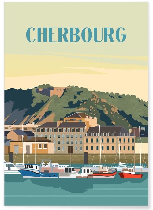 Affiche illustration de la ville de Cherbourg