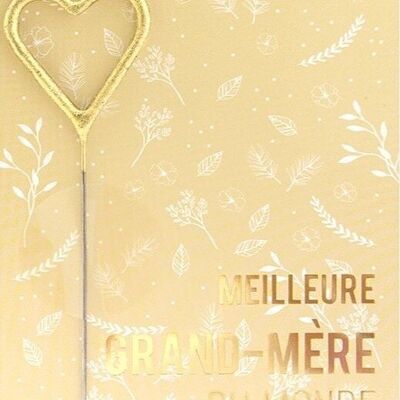 Meilleure Grand Mere Famille Mini Wondercard; heart gold