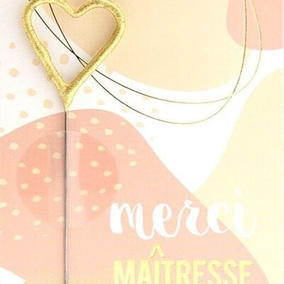 Merci Maitresse Famille Mini Wondercard; heart gold