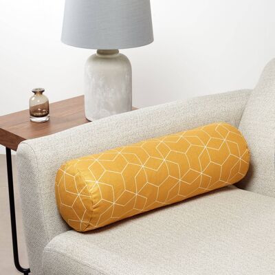 Geometric Bolster Cushion in Mustard Yellow