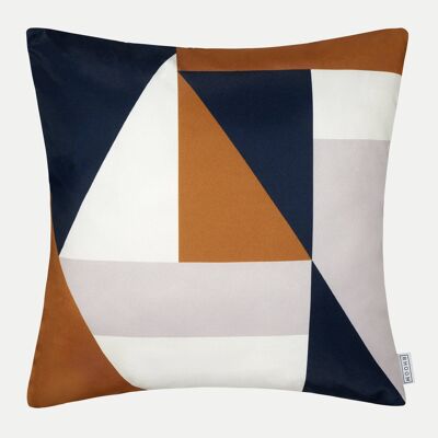 Geometric Outdoor Cushion Cover in Mustard Yellow and Navy