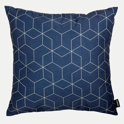 Geometric Pattern Cushion in Navy Blue