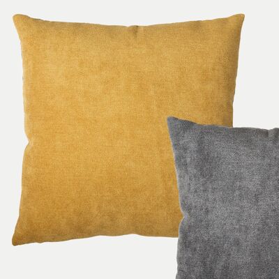 Large Reversible Cushion Cover in Mustard Yellow and Grey