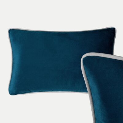 Navy Blue Rectangle Velvet Cushion