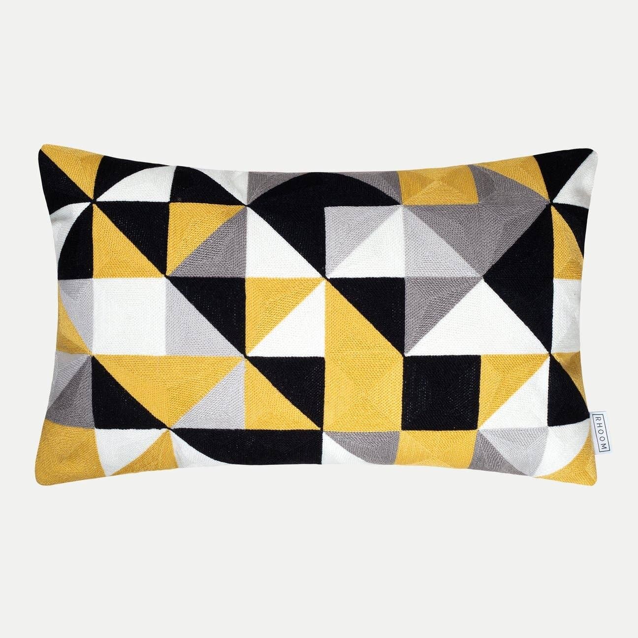 Mustard geometric clearance cushions