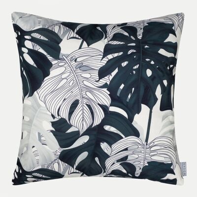 Outdoor Cushion Cover in Cheese Plant Print, 100% Water & UV Resistant - 45cm x 45cm Square Garden