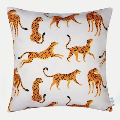 Outdoor Cushion Cover in Cheetah Print, 100% Water & UV Resistant - 45cm x 45cm Square Garden Cushion UK