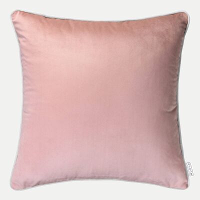Pink Velvet Cushion with Grey Edge Piping