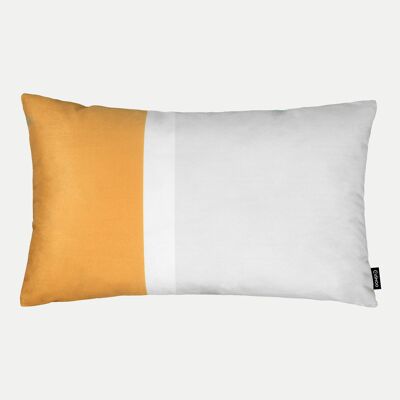 Rectangle Mustard Yellow and Grey Velvet Cushion