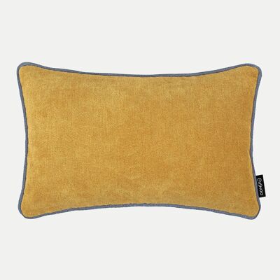 Rectangle Mustard Yellow Chenille Cushion Cover with Grey Piping