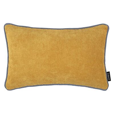 Rectangular Cushion Cover in Mustard Yellow with Grey Piping