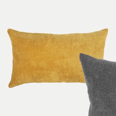 Reversible Cushion in Mustard Yellow and Grey-1 (No Filling (Cover Only))