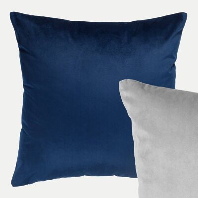 Reversible Velvet Cushion Cover in Navy Blue