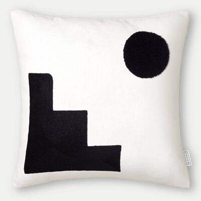 Minimalist Tufted Geometric Cushion Cover in Black and White