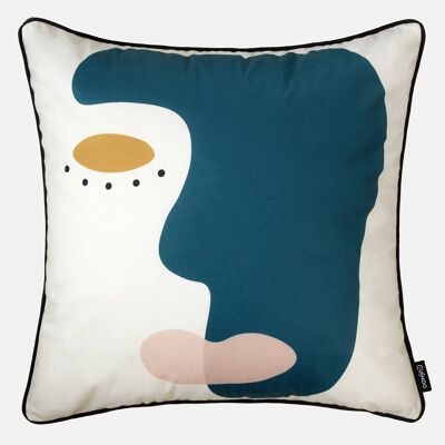 Velvet Face Cushion in Cream, 45cm x 45cm Square Pillow