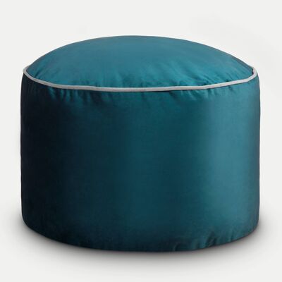 Round Velvet Pouffe Footstool Cover in Teal