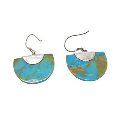 Boucles d'oreilles en turquoise naturelle demi-cercle