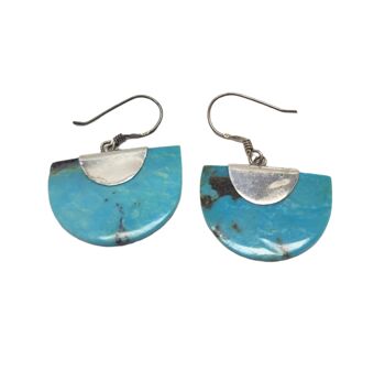 Boucles d'oreilles en turquoise naturelle demi-cercle 3