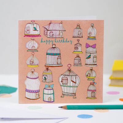 'Bird Cages' Birthday Card