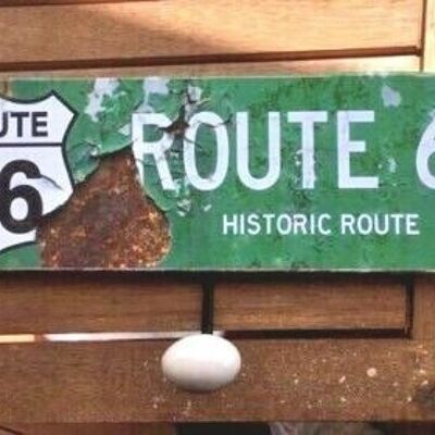 Rastrelliera a 3 ganci "Route 66 Historic Route" 37x10 cm