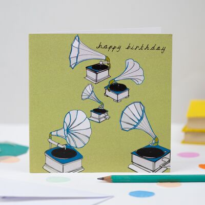 'Gramophone' Birthday Card