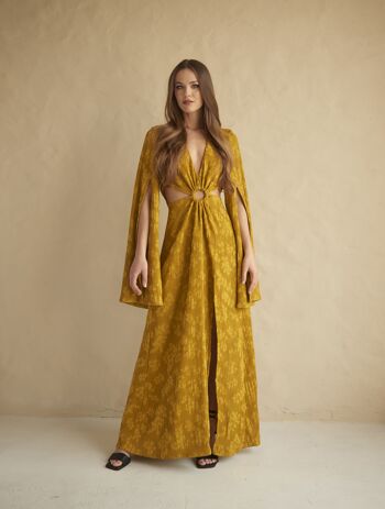 Robe longue Athena moutarde 2