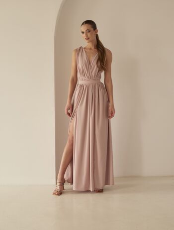 Robe longue Cara rose clair 1