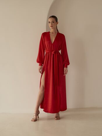 Robe longue Aphrodité rouge 1
