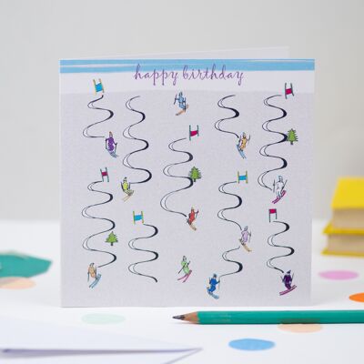 'Skiing' Birthday Card