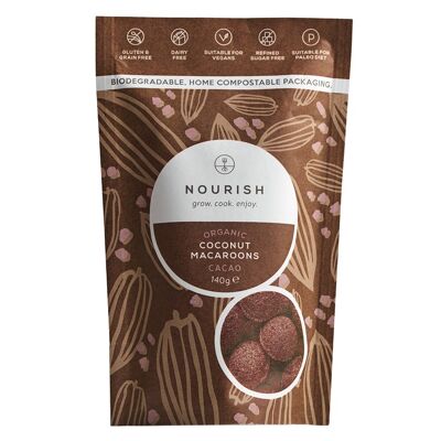 Organic Cacao Coconut Macaroons  (140gm) Case of 10 NOUR001