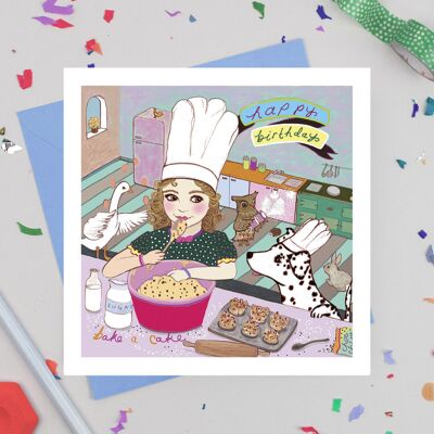 Carte d'anniversaire « Faire un gâteau »