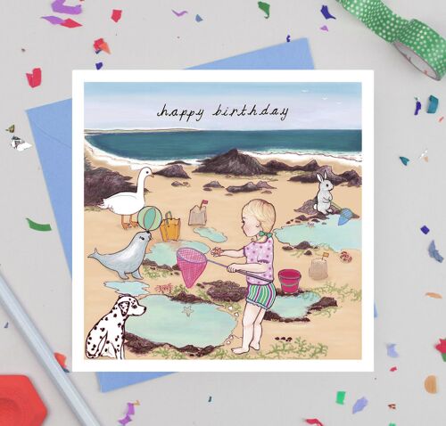 'On The Beach' Birthday Card