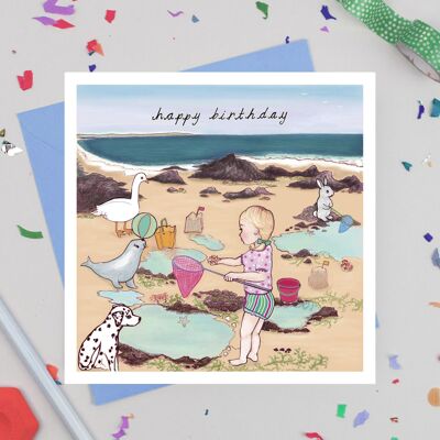 Carte d'anniversaire "Sur la plage"