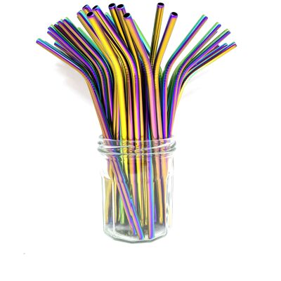 Stainless Steel Straws - Bulk Bent 50 pcs: Rainbow