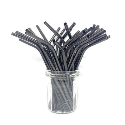Stainless Steel Straws - Bulk Bent 50 pcs: Black