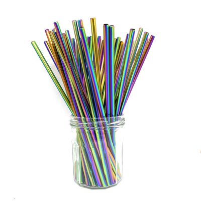 Stainless Steel Straws - Bulk Straight 100 pcs: Rainbow