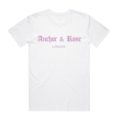 Motif 22 White T-Shirt Dusk Pink Print