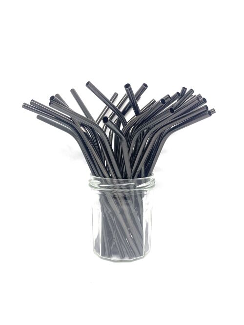 Stainless Steel Straws - Bulk Bent 100 pcs: Black