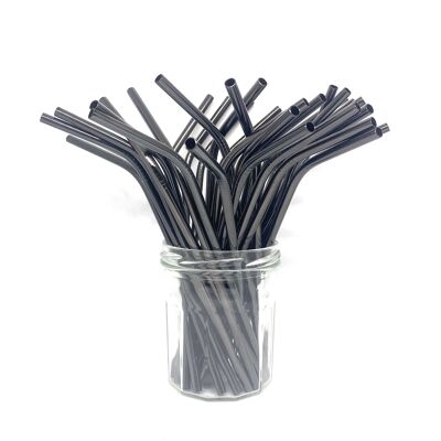 Stainless Steel Straws - Bulk Bent 100 pcs: Black