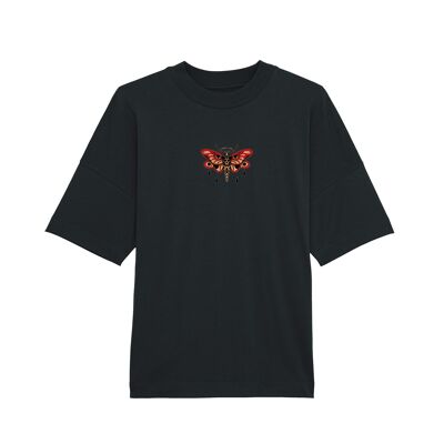 Oversized Organic "Death Moth" Tee - Front Black