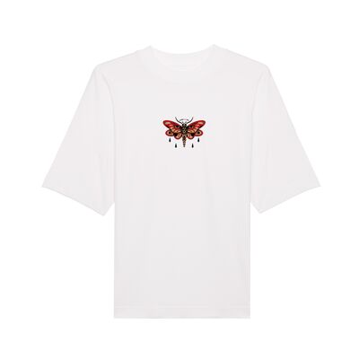 Oversized Organic "Death Moth" Tee - Front White