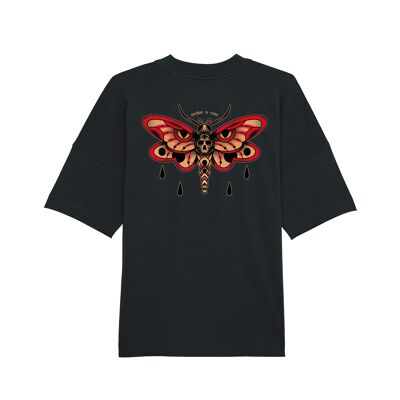 Oversized Organic "Death Moth" Tee - Front + Rear Black